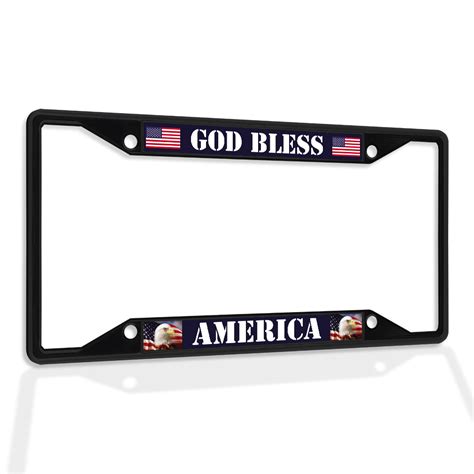 Metal License Plate Frame Vinyl Insert God Bless America A Ebay