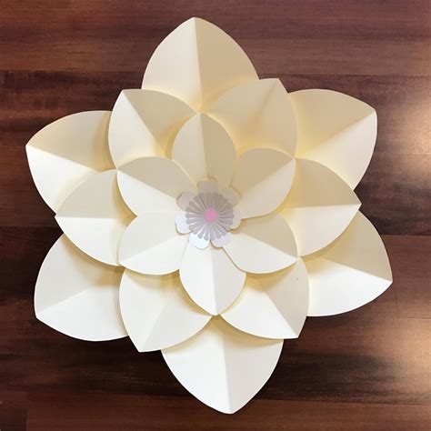 Svg Png Dxf Petal 2 Paper Flower Template With Base And Flat Center