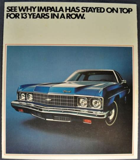 1973 Chevrolet Impala Brochure Folder Sport Coupe Sedan Nice Original