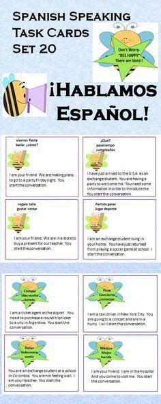Spanish Speaking Task Cards With Hints Set Of 20 Bee Theme Learn