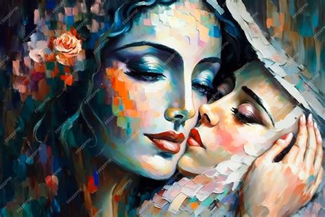 Premium Ai Image A Painting Of Two Women Embracing Each Other