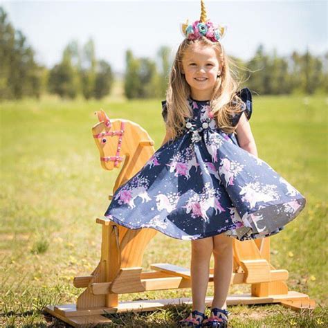 2019 Summer Boho Fashion Infant Kids Baby Girl Dress Floral Unicorn