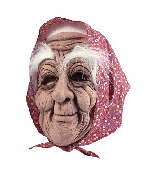 Old Woman With Headscarf Mask Latex Mask Halloween Pageant Party