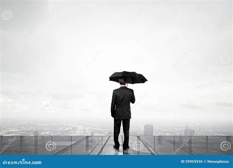 Businessman With Umbrella Stock Photo Image Of Crisis 59955936