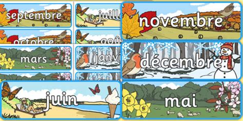 Months Of The Year With Seasons Theme Display Posters French