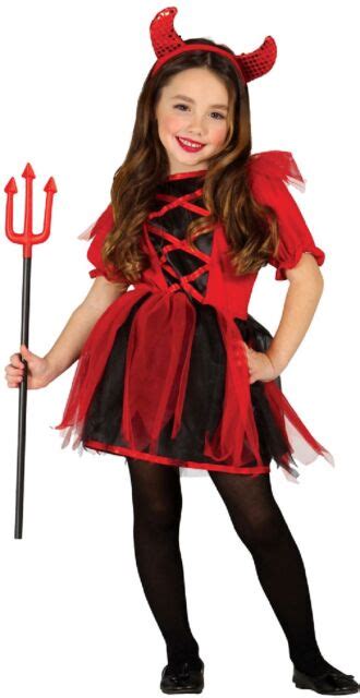 Girls Devil Tutu Red Black Demon Halloween Horror Fancy Dress Costume Outfit Ebay