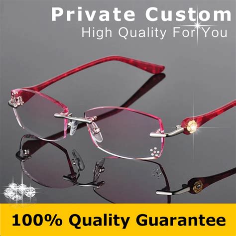 women fashion glasses rimless eyeglasses frame diamond decorations optical frame reading glasses