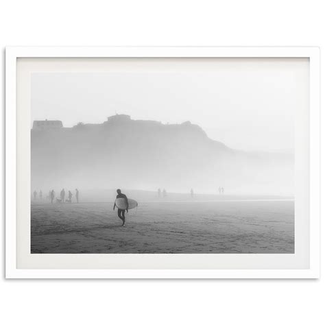 Fine Art Solo Surfer Print Abstract Black And White Ocean Beach House