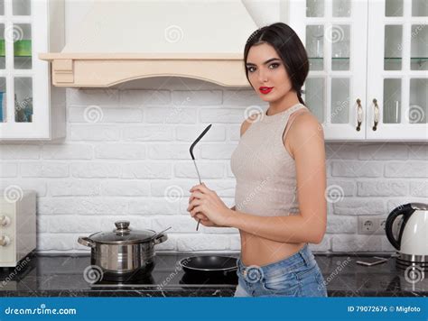 Beautiful Girl In The Kitchen Stock Photo Image Of Lunch Gourmet