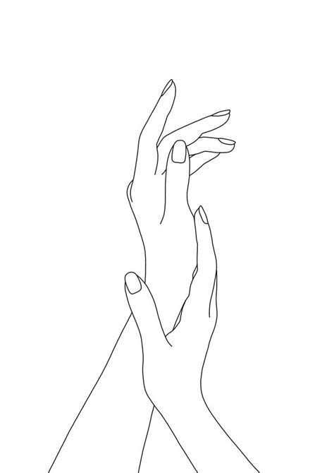 Minimalist Hands Line Drawing Art Print