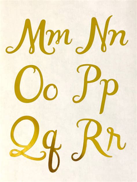1pcs Gold Cursive Letter Stickers Gold Foil Calligraphy Etsy