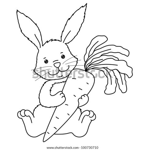 Cute Vector Rabbit Carrot Coloring Isolated Stock Vector Royalty Free