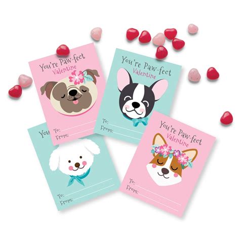 Dog Valentines Day Cards Printable Diy Card Classroom Etsy