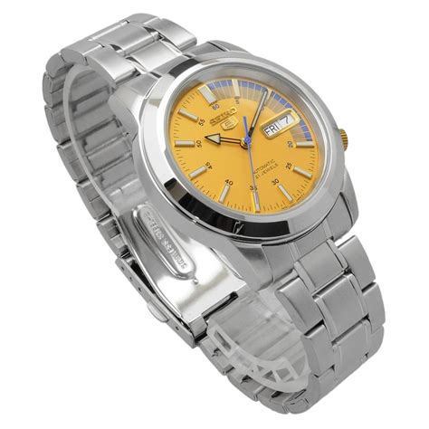 Seiko 5 Snkk29k1 Automatic 21 Jewels Yellow Dial Stainless Steel Mens