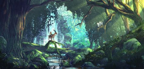 Fantasy Art Anime Forest Princess Mononoke Studio Ghibli Hd Wallpaper