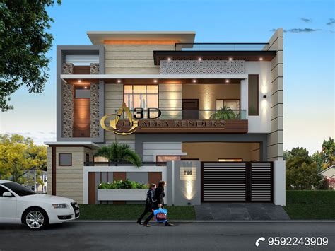 Exterior Night View Interior Rendering Designing Front View Elevation