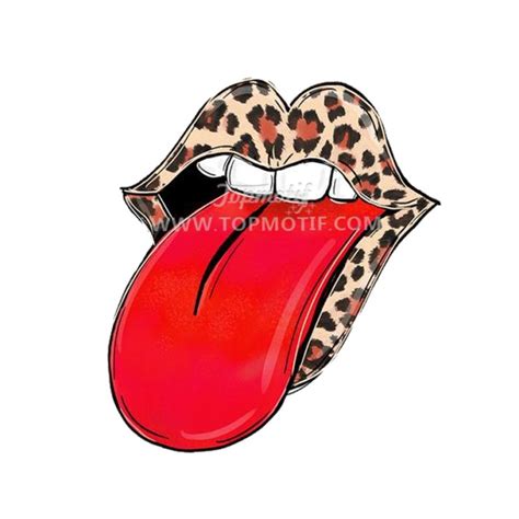 Leopard Print Lips And Red Tongue Heat Transfer Pattern Hot Fix Sticker