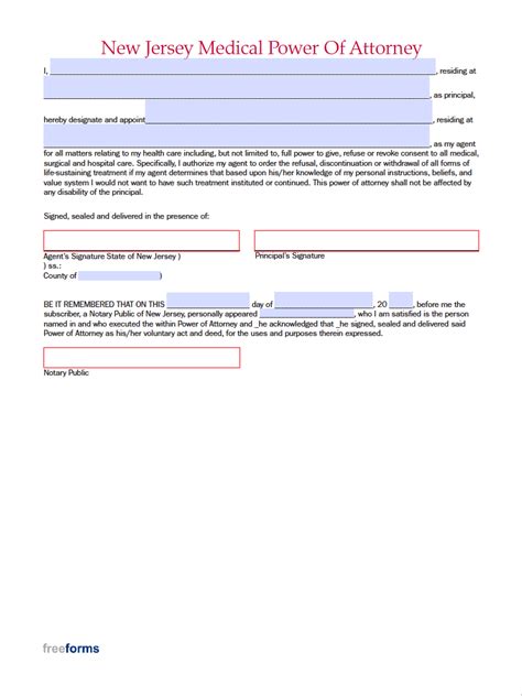 Free New Jersey Medical Power Of Attorney Form Pdf