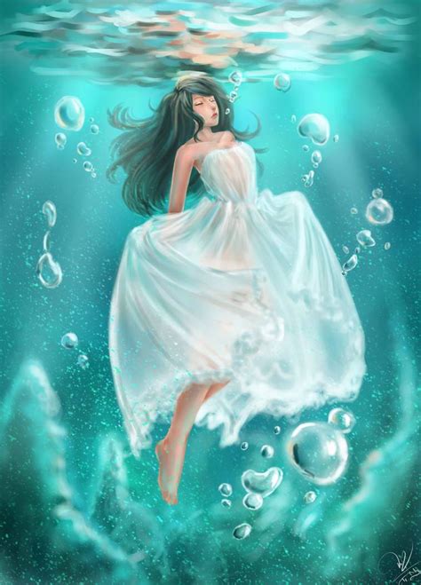 Girl Underwater By Emia1905 On Deviantart Underwater Drawing Mermaid