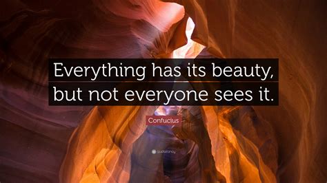 Confucius Quote “everything Has Its Beauty But Not Everyone Sees It ”