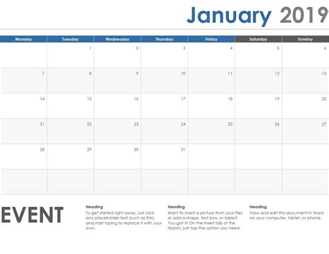 Blank Calendar Minimalist Monday Start Free Blank Calendar Free The