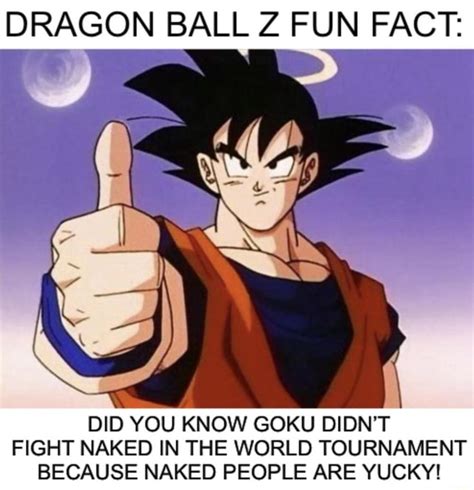 Dragon Ball Z Fun Fact He Did You Know Goku Didn T Fight Naked In The World Tournament Because