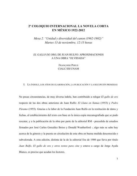 El Gallo De Oro De Juan Rulfo Aproximaciones A Una Obra Olvidada
