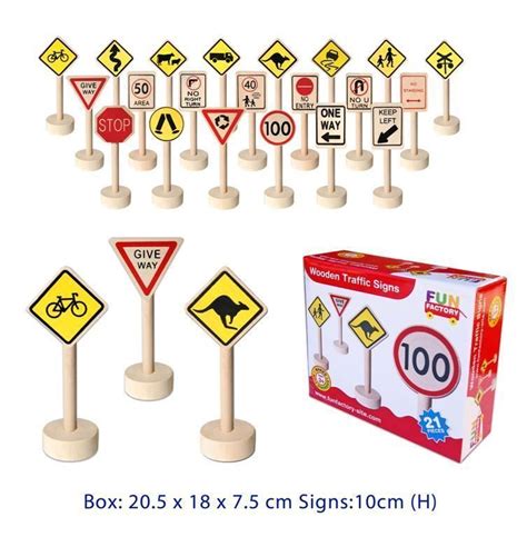 New Wooden Traffic Signs Australian Set 21 Educational Toy Road