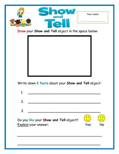 Show And Tell Worksheet Teaching Resources