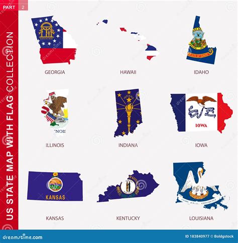 Us State Maps With Flag Collection Nine Usa Map Contour With Flag