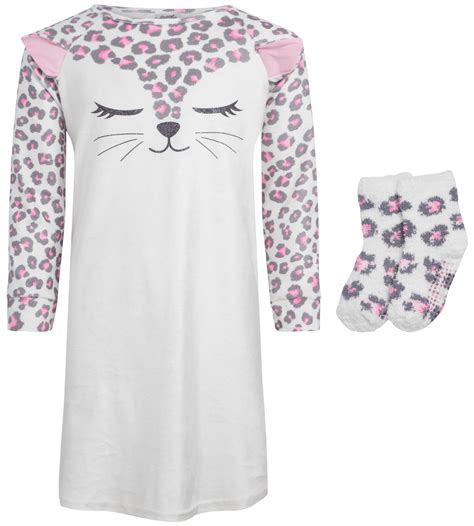 Sweet And Sassy Girls Pajamas Long Sleeve Velour Sleep Shirt Nightgown