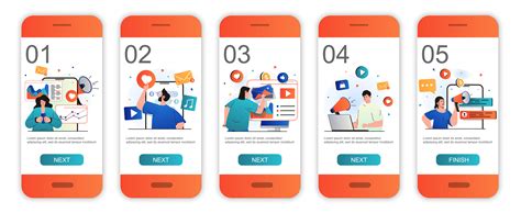 Digital Marketing Concept Onboarding Screens For Mobile App Templates