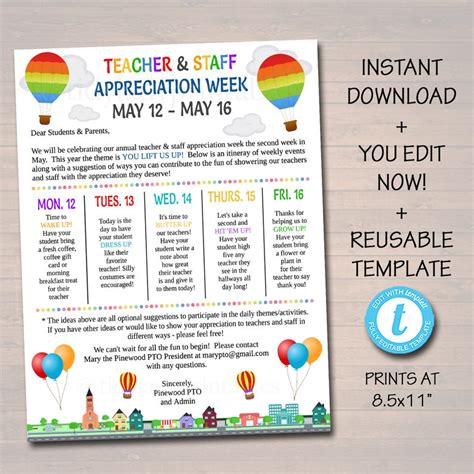 Editable Up Theme Teacher Appreciation Staff Invitation Etsy