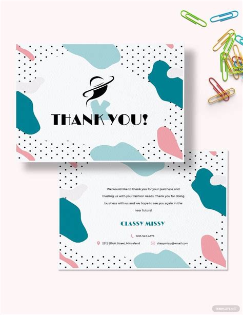 Fashion Thank You Card Template In Publisher Word Illustrator Psd