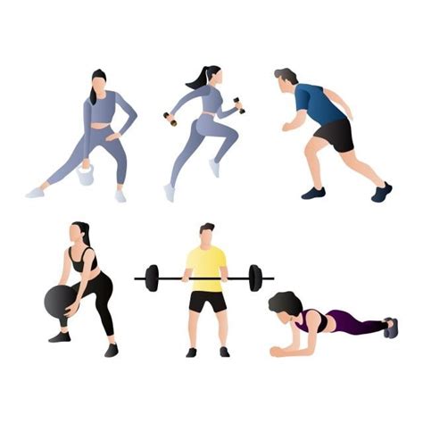 Set Of Gym Workout People Gym Body Vector Png And Vector With