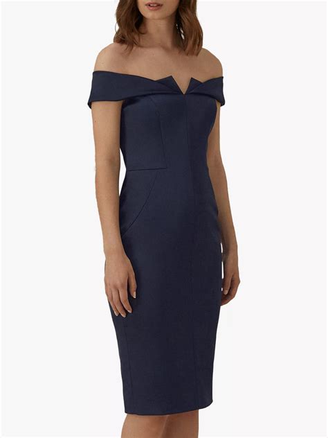 Karen Millen Satin Pencil Dress Navy