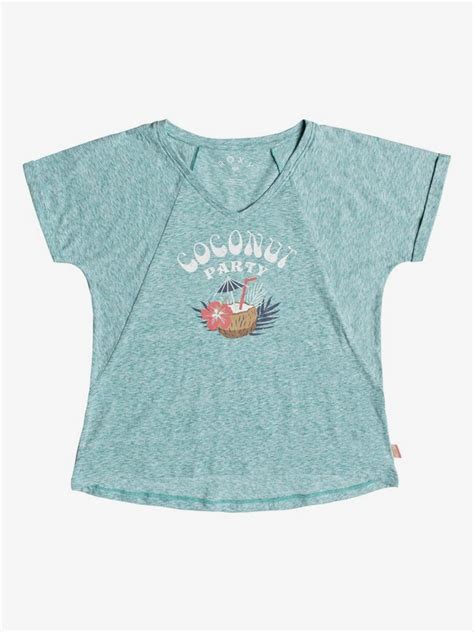 Girls 7 14 Say Just Yeah Coconut Party V Neck Tee Ergzt03252 Roxy