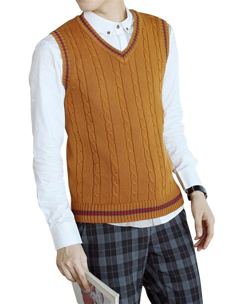 Toptie Mens Sweater Vest V Neck Sleeveless Pullover Cable Knit Business Casual Ebay