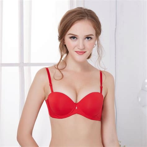 Womens Double Push Up Bra Mozhini Half Cup 1 2 Cup Sexy Underwire Beading Solid Bras Sexy Women