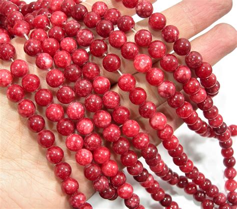 Malaysia Red Jade 8 Mm Round Beads Full Strand 48 Beads Etsy