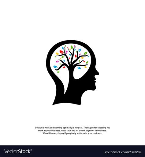 Brain With Tree Logo Design Concept People Head Vector Image