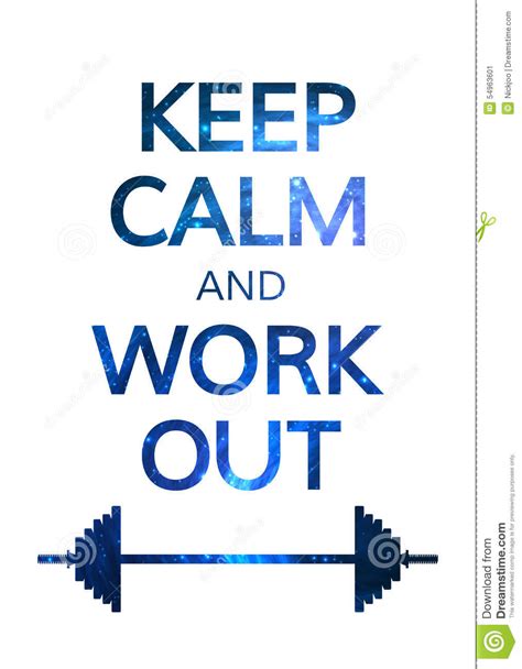 Keep Calm And Work Out Motivation Quote Colorful Stock