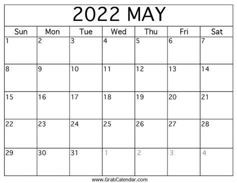 Free Printable May 2022 Calendars Wiki Calendar May 2022 Calendars 25