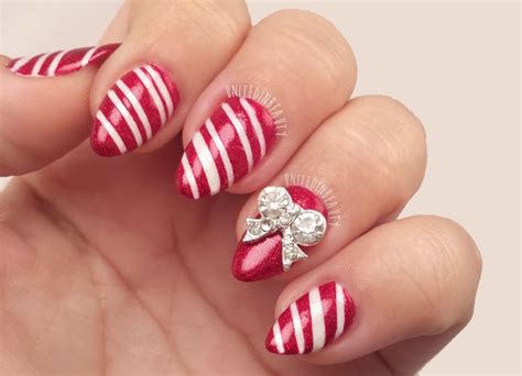 United In Beauty Candy Cane Striped Nail Art 12 Days Of Christmas