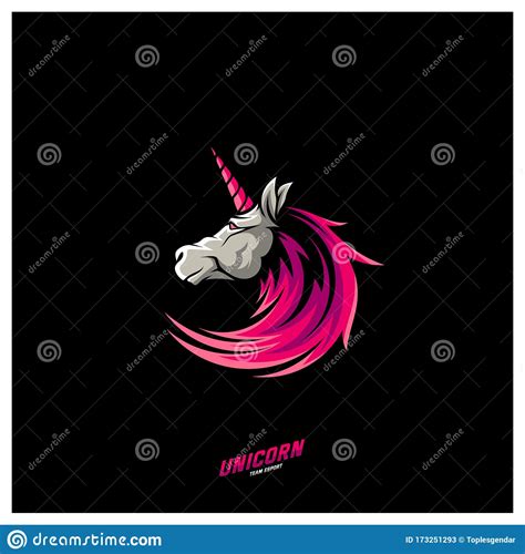 Modelo De Logotipo Do Mascote De Jogos Do Unicorn Esport Vetor De