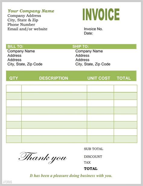 Invoice Template Instant Download Editable Invoice Printable Invoice