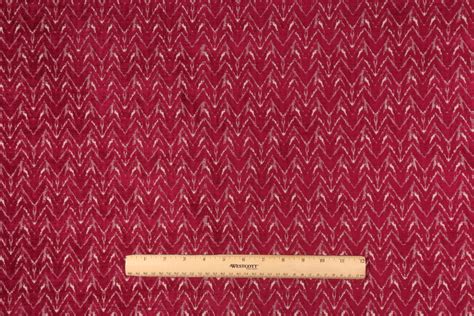 2 Yards Chevron Chenille Upholstery Fabric In Raspberry