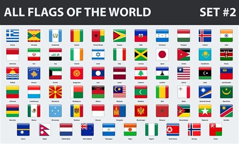 All Flags Of The World In Alphabetical Order Glossy Style Set 2 Of 3