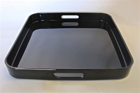 Decorated with iris leaves and blossom and gilt trim. Black Lacquer Serving Tray-Square - Table Manners