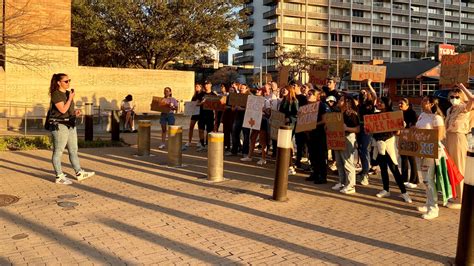Rally Held To Protest Gov Abbotts Keynote Address At Symposium